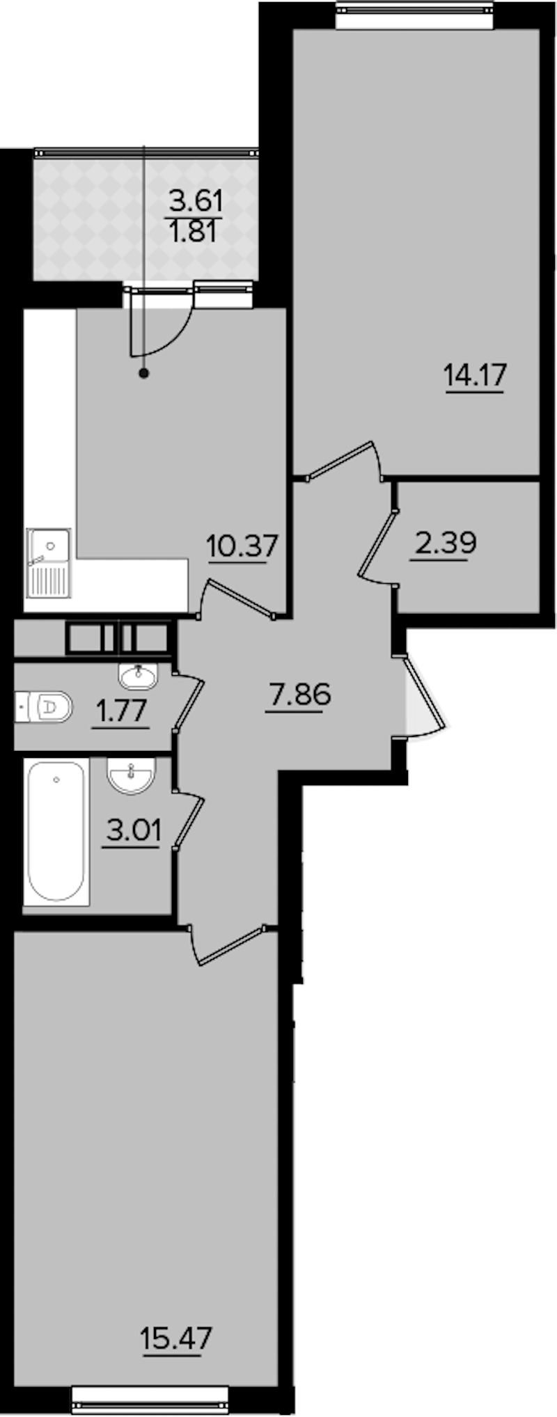 2-комнатная квартира 56.85 м², 9/11 эт., ЖК «Панорама Невы»